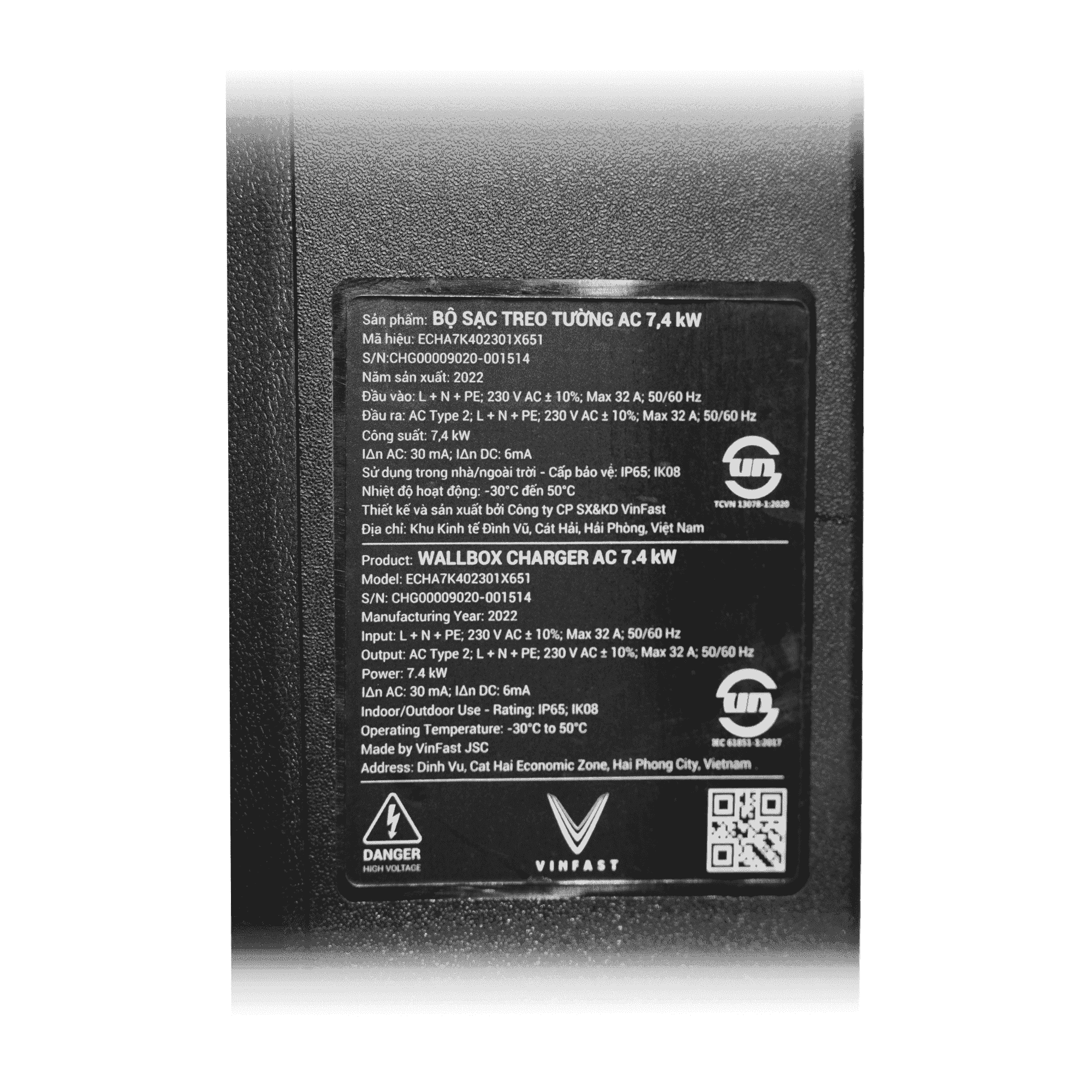Bộ Sạc Treo Tường AC 7,4 kW